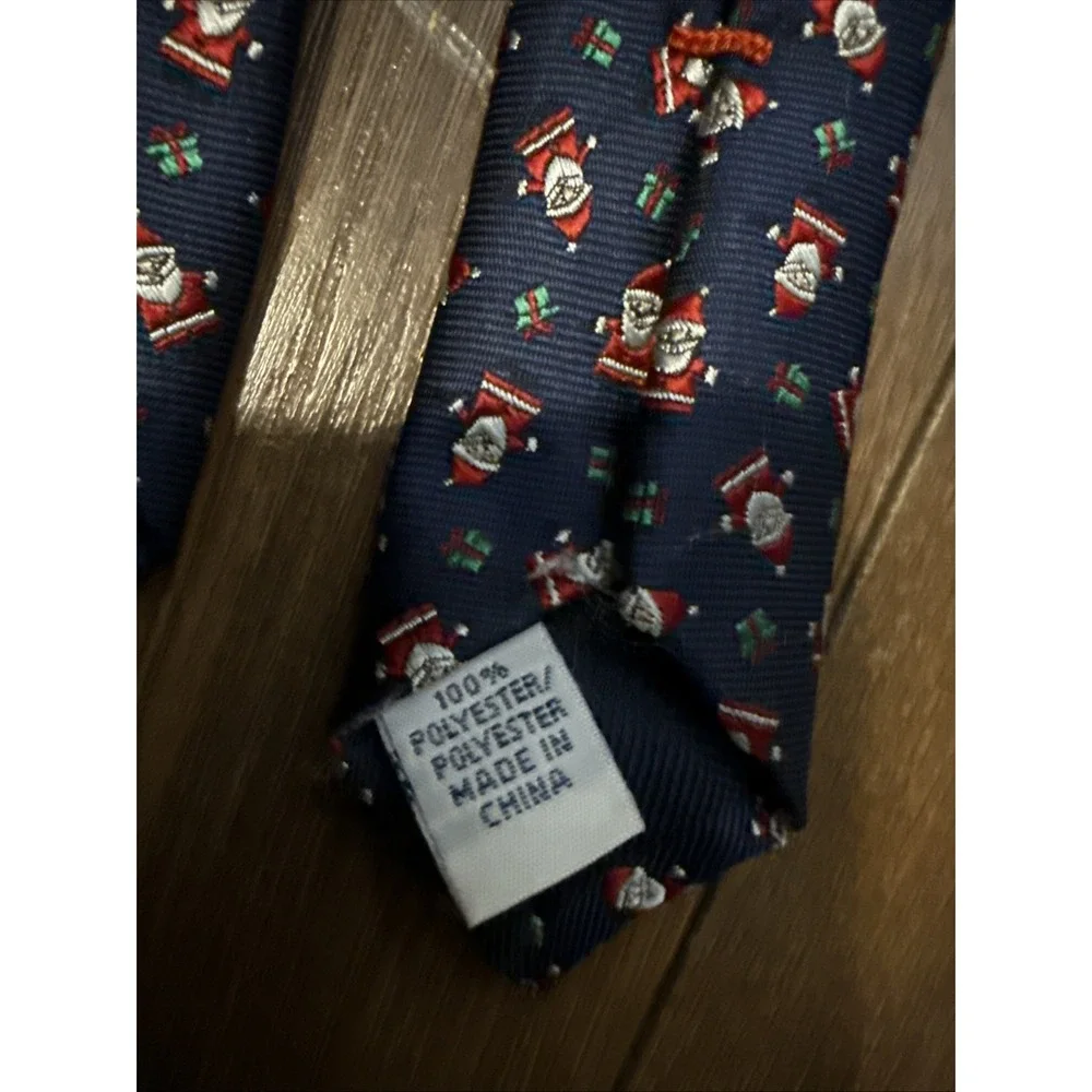 IZOD Santa Claus Christmas Necktie Men's‎ OS Navy Blue Excellent Holiday Novelty